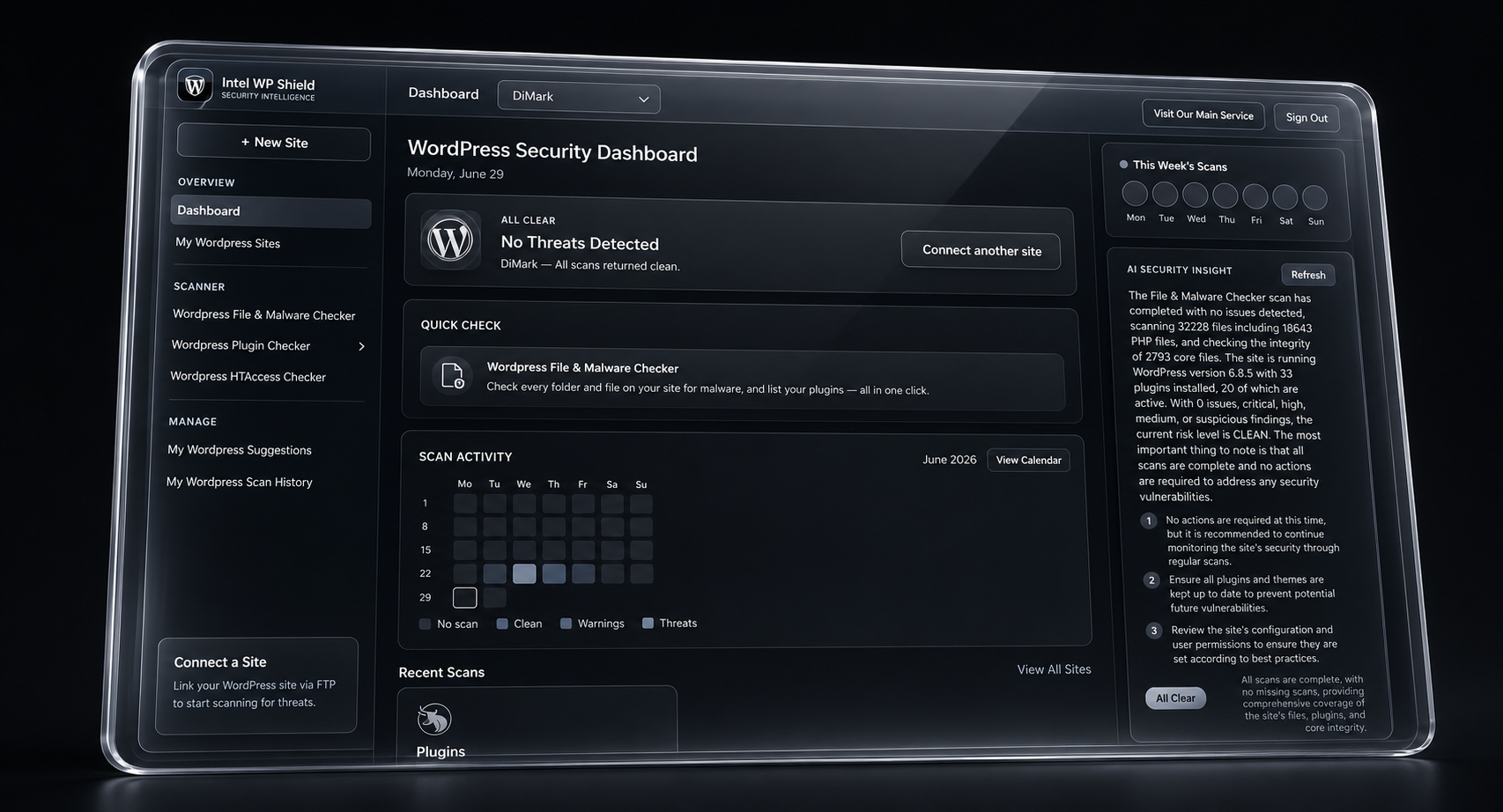 Intel WP Shield dashboard